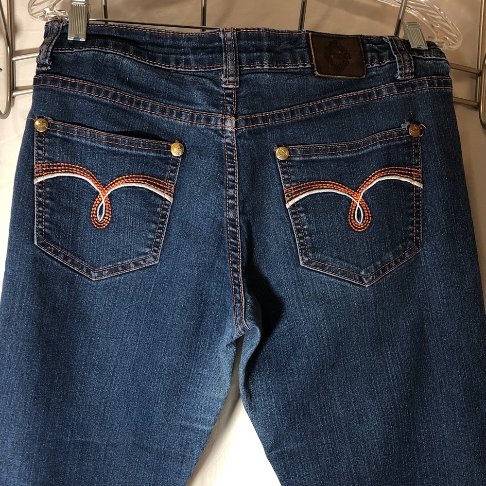Dani Max Classic Women’s Vintage Blue With Orange Thread Jeans, Size 11 - Picture 4 of 15